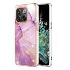 For OnePlus 10T 5G / Ace Pro Electroplating Marble Dual-side IMD Phone Case(Purple 001) - 1