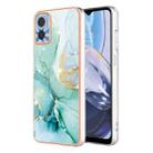 For Motorola Moto E22 Electroplating Marble Dual-side IMD Phone Case(Green 003) - 1