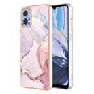 For Motorola Moto E22 Electroplating Marble Dual-side IMD Phone Case(Rose Gold 005) - 1