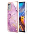 For Motorola Moto E32 4G / E32s Electroplating Marble Dual-side IMD Phone Case(Purple 001) - 1