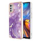 For Motorola Moto E32 4G / E32s Electroplating Marble Dual-side IMD Phone Case(Purple 002) - 1