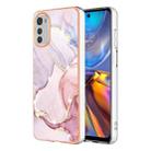 For Motorola Moto E32 4G / E32s Electroplating Marble Dual-side IMD Phone Case(Rose Gold 005) - 1