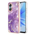 For OPPO A17 Electroplating Marble Dual-side IMD Phone Case(Purple 002) - 1