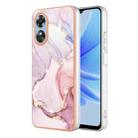 For OPPO A17 Electroplating Marble Dual-side IMD Phone Case(Rose Gold 005) - 1