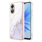 For OPPO A17 Electroplating Marble Dual-side IMD Phone Case(White 006) - 1