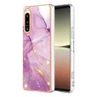 For Sony Xperia 5 IV Electroplating Marble Dual-side IMD Phone Case(Purple 001) - 1
