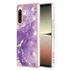 For Sony Xperia 5 IV Electroplating Marble Dual-side IMD Phone Case(Purple 002) - 1