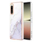 For Sony Xperia 5 IV Electroplating Marble Dual-side IMD Phone Case(White 006) - 1