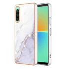 For Sony Xperia 10 IV Electroplating Marble Dual-side IMD Phone Case(White 006) - 1