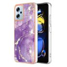 For Xiaomi Redmi Note 11T Pro / Note 11T Pro+ Electroplating Marble Dual-side IMD Phone Case(Purple 002) - 1