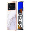 For Xiaomi Poco M4 Pro 4G Electroplating Marble Dual-side IMD Phone Case(White 006) - 1