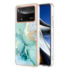 For Xiaomi Poco X4 Pro 5G Electroplating Marble Dual-side IMD Phone Case(Green 003) - 1