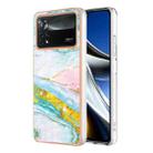 For Xiaomi Poco X4 Pro 5G Electroplating Marble Dual-side IMD Phone Case(Green 004) - 1