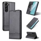 For Samsung Galaxy S23 5G AZNS Magnetic Calf Texture Flip Leather Phone Case(Black) - 1