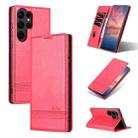 For Samsung Galaxy S23 Ultra 5G AZNS Magnetic Calf Texture Flip Leather Phone Case(Red) - 1