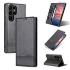 For Samsung Galaxy S23 Ultra 5G AZNS Magnetic Calf Texture Flip Leather Phone Case(Black) - 1