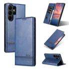 For Samsung Galaxy S23 Ultra 5G AZNS Magnetic Calf Texture Flip Leather Phone Case(Dark Blue) - 1