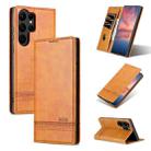 For Samsung Galaxy S23 Ultra 5G AZNS Magnetic Calf Texture Flip Leather Phone Case(Light Brown) - 1