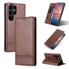 For Samsung Galaxy S23 Ultra 5G AZNS Magnetic Calf Texture Flip Leather Phone Case(Dark Brown) - 1