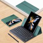 For Samsung Galaxy Z Fold4 GKK Magnetic Folding Bluetooth Keyboard Leather Case with Touchpad / Pen(Dark Green) - 1