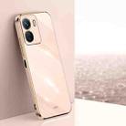 For vivo iQOO Z6 XINLI Straight 6D Plating Gold Edge TPU Phone Case(Pink) - 1