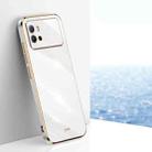 For vivo iQOO 9 XINLI Straight 6D Plating Gold Edge TPU Phone Case(White) - 1