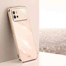 For vivo iQOO 9 XINLI Straight 6D Plating Gold Edge TPU Phone Case(Pink) - 1
