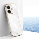 For vivo S15e XINLI Straight 6D Plating Gold Edge TPU Phone Case(White) - 1