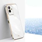 For vivo T2x XINLI Straight 6D Plating Gold Edge TPU Phone Case(White) - 1