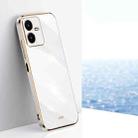 For vivo Y22s XINLI Straight 6D Plating Gold Edge TPU Phone Case(White) - 1