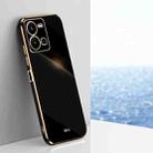 For vivo Y35 4G XINLI Straight 6D Plating Gold Edge TPU Phone Case(Black) - 1
