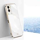 For vivo Y55s 5G XINLI Straight 6D Plating Gold Edge TPU Phone Case(White) - 1