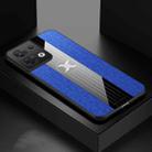 For OPPO Reno8 XINLI Stitching Cloth Textue Shockproof TPU Phone Case(Blue) - 1
