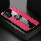 For OPPO A97 XINLI Stitching Cloth Textue TPU Phone Case with Ring Holder(Red) - 1