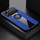 For OPPO K10 XINLI Stitching Cloth Textue TPU Phone Case with Ring Holder(Blue) - 1