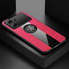 For OPPO K10 XINLI Stitching Cloth Textue TPU Phone Case with Ring Holder(Red) - 1