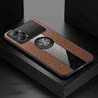 For OPPO K10 Pro XINLI Stitching Cloth Textue TPU Phone Case with Ring Holder(Brown) - 1