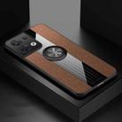 For OPPO Reno8 XINLI Stitching Cloth Textue TPU Phone Case with Ring Holder(Brown) - 1