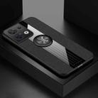 For OPPO Reno8 Pro XINLI Stitching Cloth Textue TPU Phone Case with Ring Holder(Black) - 1