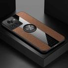 For OnePlus Ace XINLI Stitching Cloth Textue TPU Phone Case with Ring Holder(Brown) - 1