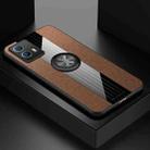 For vivo iQOO U5 XINLI Stitching Cloth Textue TPU Phone Case with Ring Holder(Brown) - 1