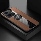 For vivo S15e XINLI Stitching Cloth Textue TPU Phone Case with Ring Holder(Brown) - 1
