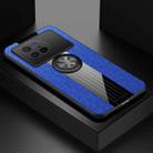 For vivo X80 XINLI Stitching Cloth Textue TPU Phone Case with Ring Holder(Blue) - 1