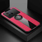 For vivo X80 XINLI Stitching Cloth Textue TPU Phone Case with Ring Holder(Red) - 1