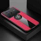For vivo X80 Pro XINLI Stitching Cloth Textue TPU Phone Case with Ring Holder(Red) - 1