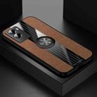 For vivo Y55s 5G XINLI Stitching Cloth Textue TPU Phone Case with Ring Holder(Brown) - 1