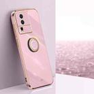 For vivo iQOO Neo7 XINLI Straight Edge 6D Electroplate TPU Phone Case with Ring Holder(Cherry Purple) - 1