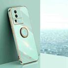 For vivo iQOO Neo7 XINLI Straight Edge 6D Electroplate TPU Phone Case with Ring Holder(Mint Green) - 1