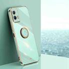 For vivo iQOO U5 XINLI Straight Edge 6D Electroplate TPU Phone Case with Ring Holder(Mint Green) - 1