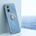 For vivo iQOO Z6 XINLI Straight Edge 6D Electroplate TPU Phone Case with Ring Holder(Celestial Blue) - 1